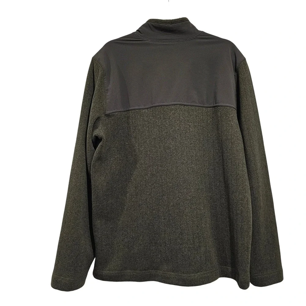 REI Men's Fleece Snap Neck Pullover Green Size L with Zipper Pocket